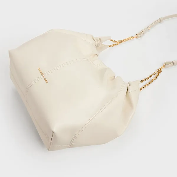 Túi Xách Nữ Charles & Keith CNK Ciara Ruched Hobo Bag Cream CK2-40151610 Màu Kem