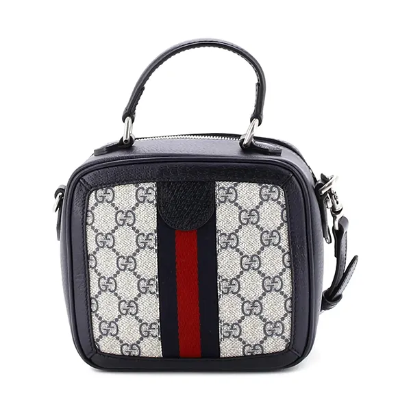 Túi Xách Nữ Gucci Ophidia Zip Around Top Handle Bag GG Coated Canvas With Leather Mini Satchel Màu Be Đen