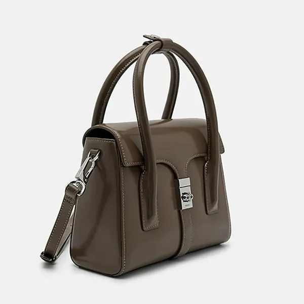 Túi Xách Nữ Pedro Studio Farida Leather Flap Bag Gray Brown PW2-55210046-1 Màu Nâu Xám