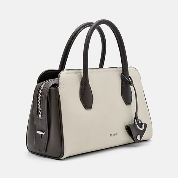Túi Xách Nữ Pedro Sybil Leather Trapezoid Handbag Multiple Colors PW2-55210047 Màu Trắng Nâu