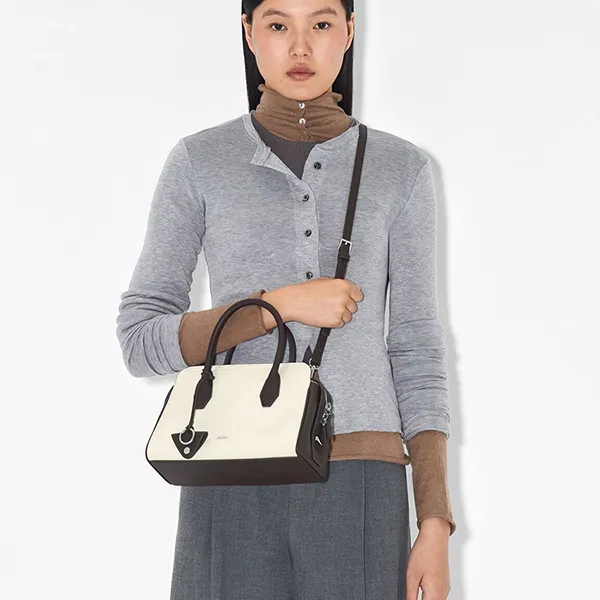 Túi Xách Nữ Pedro Sybil Leather Trapezoid Handbag Multiple Colors PW2-55210047 Màu Trắng Nâu