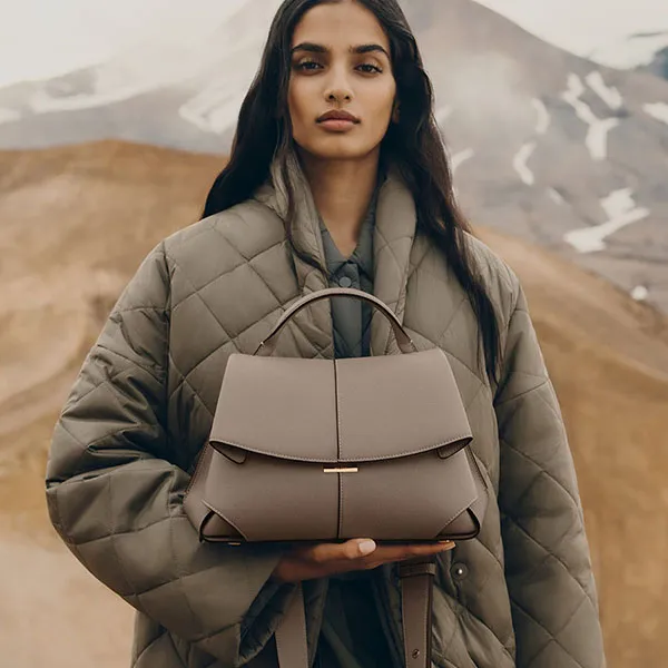 Túi Xách Nữ Polène Mokki Edition Textured Taupe Màu Taupe