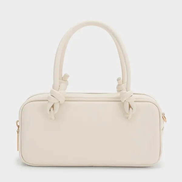 Túi Xách Tay Nữ Charles & Keith CNK Sammie Knotted-Handle Handbag Cream CK2-30271574 Màu Kem