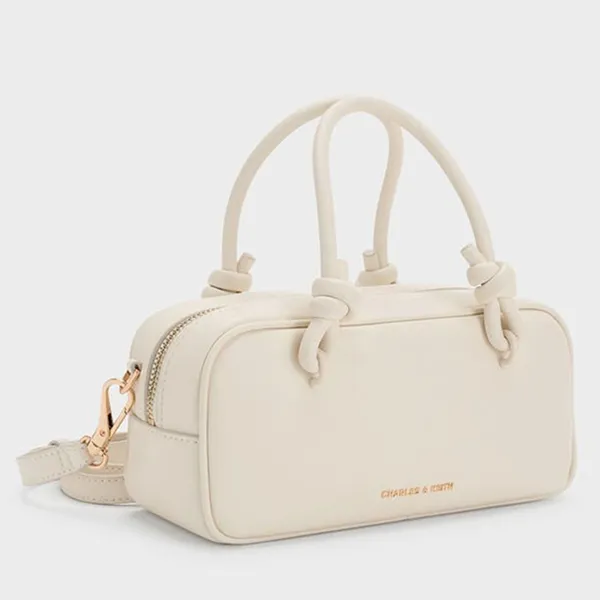 Túi Xách Tay Nữ Charles & Keith CNK Sammie Knotted-Handle Handbag Cream CK2-30271574 Màu Kem
