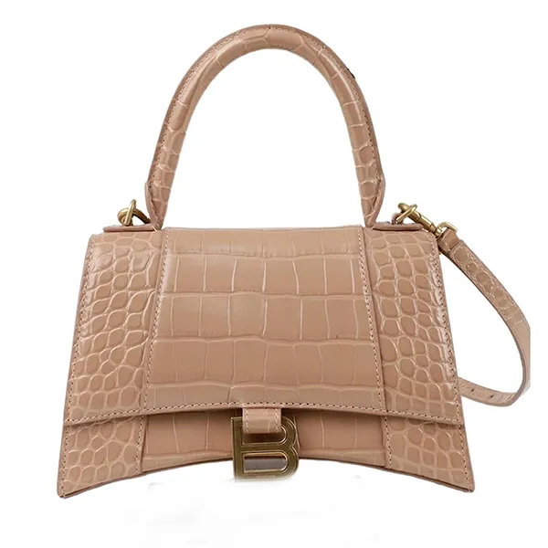 Túi Xách Tay Nữ Balenciaga Hourglass Small Tote Shoulder Bag Màu Be