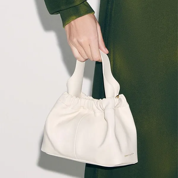 Túi Xách Tay Nữ Charles & Keith Ally Ruched Slouchy Handbag Cream CK2-10151320_CREAM Màu Kem