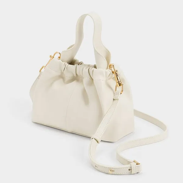 Túi Xách Tay Nữ Charles & Keith Ally Ruched Slouchy Handbag Cream CK2-10151320_CREAM Màu Kem