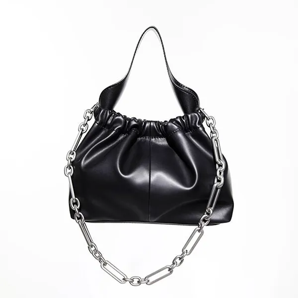 Túi Xách Tay Nữ Charles & Keith Ally Ruched Trapezoid Handbag Noir CK2-10151320_NOIR Màu Đen Xám