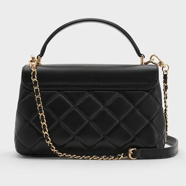 Túi Xách Tay Nữ Charles & Keith Alva Quilted Rectangular Handbag Black CK2-50701578_BLACK Màu Đen
