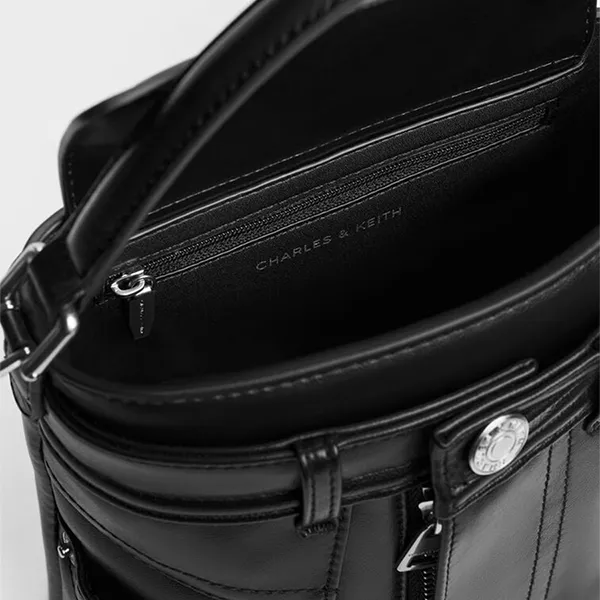 Túi Xách Tay Nữ Charles & Keith Artia Jeans Cylindrical Handbag Noir CK2-10671818_NOIR Màu Đen