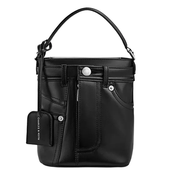 Túi Xách Tay Nữ Charles & Keith Artia Jeans Cylindrical Handbag Noir CK2-10671818_NOIR Màu Đen