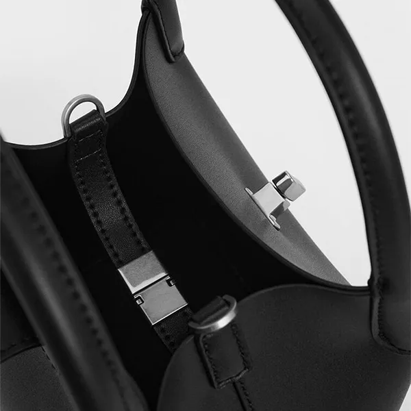 Túi Xách Tay Nữ Charles & Keith Aubrielle Noir Rectangular Bucket Bag CK2-10671605_NOIR Màu Đen
