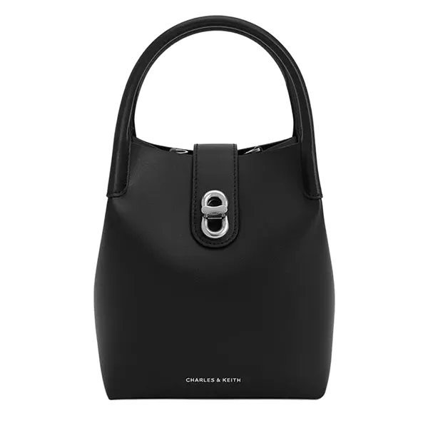 Túi Xách Tay Nữ Charles & Keith Aubrielle Noir Rectangular Bucket Bag CK2-10671605_NOIR Màu Đen