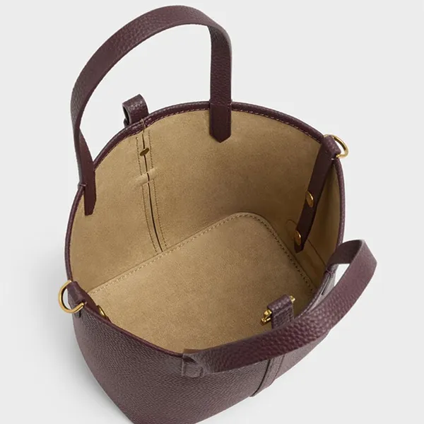 Túi Xách Tay Nữ Charles & Keith Beryl Recycled Leather Handbag Wineberry Red CK2-10151518_WB.RED Màu Đỏ Mâm Xôi