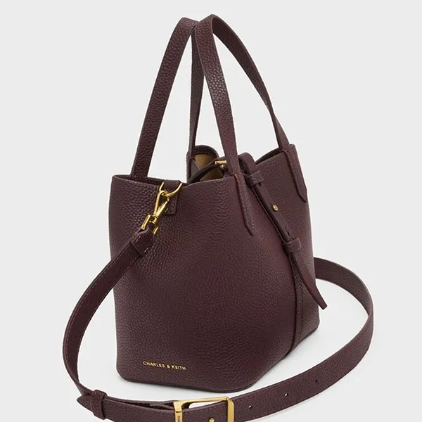 Túi Xách Tay Nữ Charles & Keith Beryl Recycled Leather Handbag Wineberry Red CK2-10151518_WB.RED Màu Đỏ Mâm Xôi