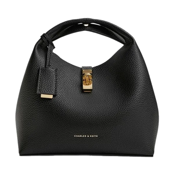 Túi Xách Tay Nữ Charles & Keith Chance Rotating Lock Handbag Black CK2-10701618_BLACK Màu Đen