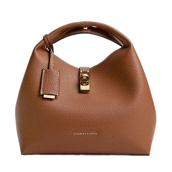 Túi Xách Tay Nữ Charles & Keith Chance Twist Lock Handbag CK2-10701618_CHOCO Màu Nâu Chocolate