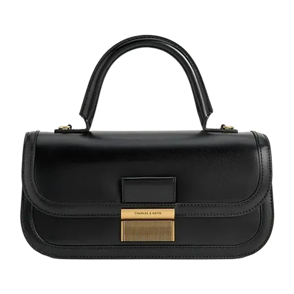 Túi Xách Tay Nữ Charles & Keith Charlotte Elongated Rectangular Handbag Black CK2-50271462_BLACK Màu Đen