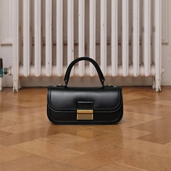 Túi Xách Tay Nữ Charles & Keith Charlotte Elongated Rectangular Handbag Black CK2-50271462_BLACK Màu Đen