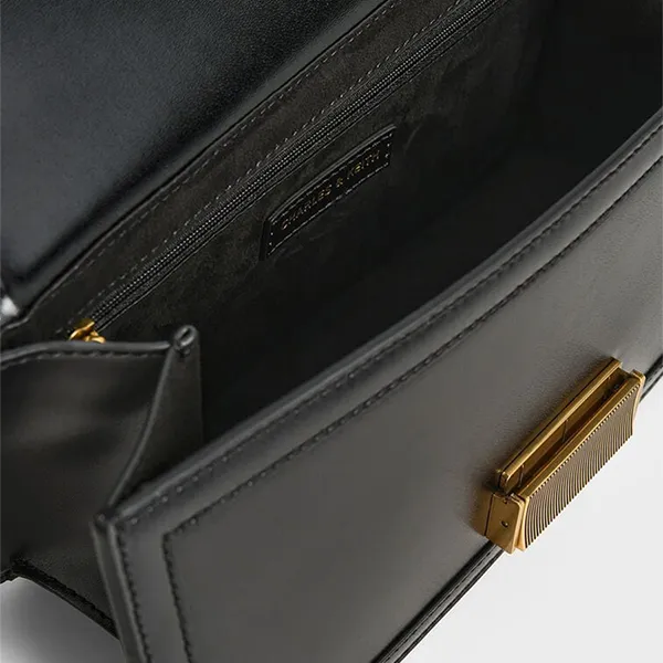 Túi Xách Tay Nữ Charles & Keith Charlotte Elongated Rectangular Handbag Black CK2-50271462_BLACK Màu Đen
