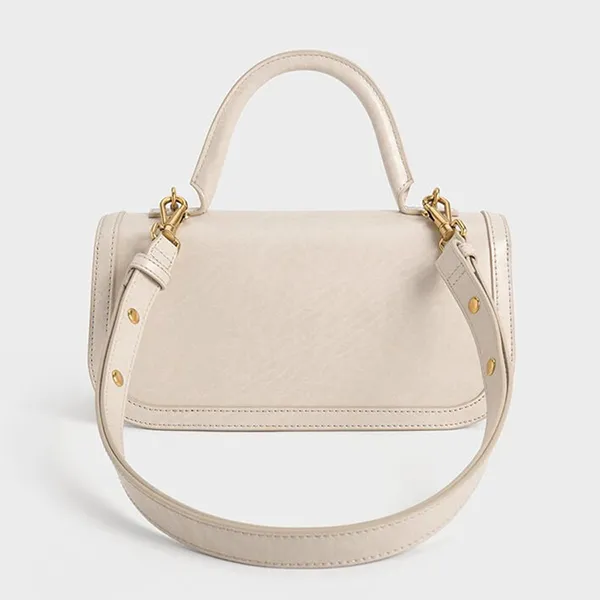 Túi Xách Tay Nữ Charles & Keith Charlotte Elongated Rectangular Handbag Gray And White CK2-50271462_OAT Màu Trắng Xám