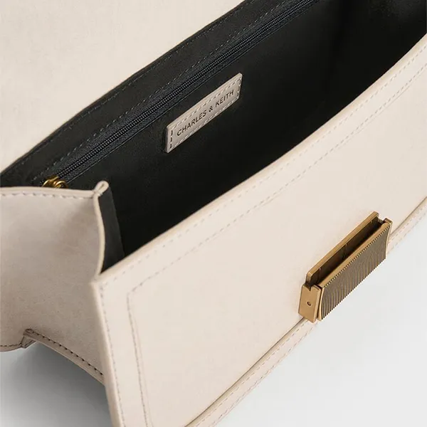 Túi Xách Tay Nữ Charles & Keith Charlotte Elongated Rectangular Handbag Gray And White CK2-50271462_OAT Màu Trắng Xám