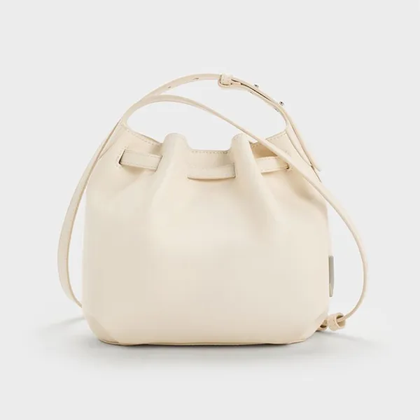 Túi Xách Tay Nữ Charles & Keith Clementine Metallic Accent Handbag Cream CK2-10271627_CREAM Màu Kem