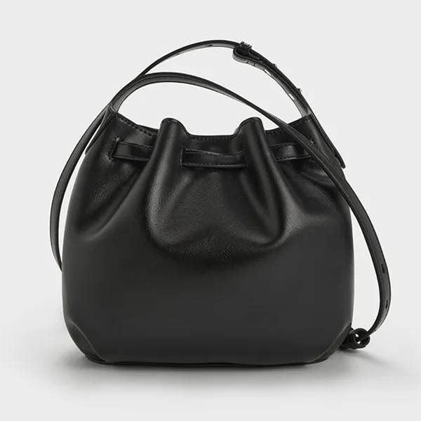 Túi Xách Tay Nữ Charles & Keith Clementine Metallic Accent Noir CK2-10271627_NOIR Màu Đen