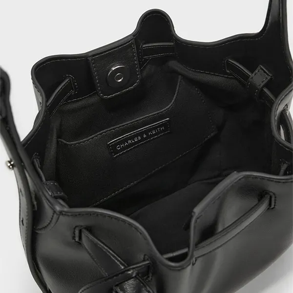 Túi Xách Tay Nữ Charles & Keith Clementine Metallic Accent Noir CK2-10271627_NOIR Màu Đen