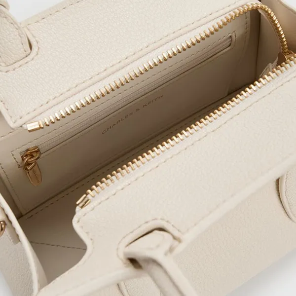 Túi Xách Tay Nữ Charles & Keith CNK Allyn Trapezoid Handbag Cream CK2-30782733 Màu Kem