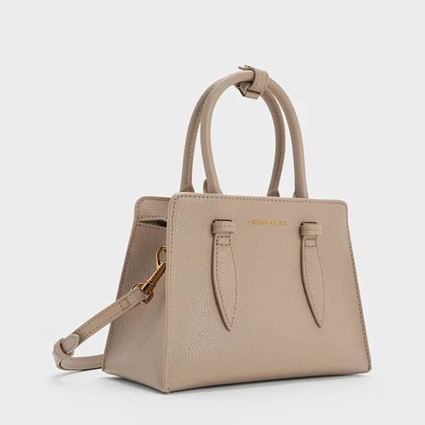 Túi Xách Tay Nữ Charles & Keith CNK Allyn Trapezoid Handbag Grayish Brown CK2-30782733 Màu Nâu Xám