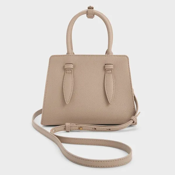 Túi Xách Tay Nữ Charles & Keith CNK Allyn Trapezoid Handbag Grayish Brown CK2-30782733 Màu Nâu Xám