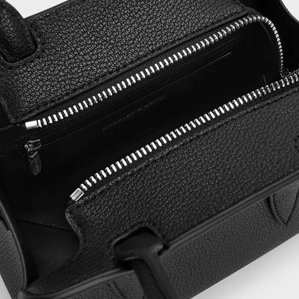 Túi Xách Tay Nữ Charles & Keith CNK Allyn Trapezoid Handbag Noir CK2-30782733 Màu Đen