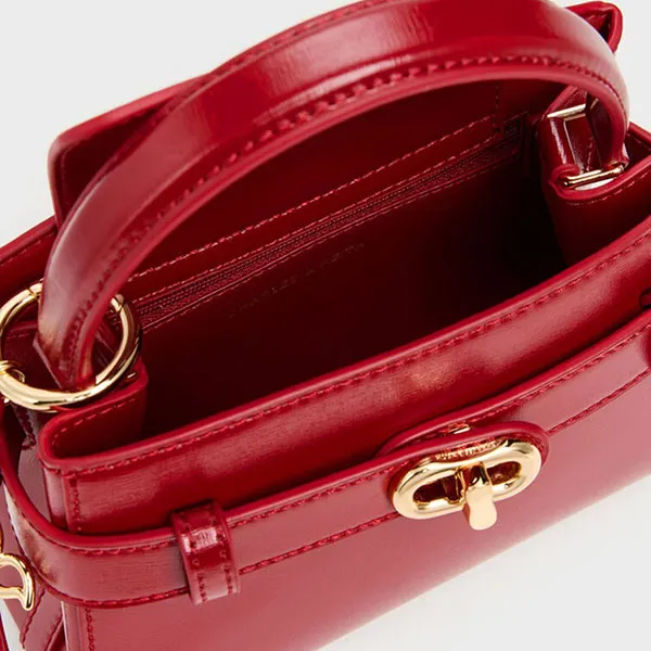 Túi Xách Tay Nữ Charles & Keith CNK Aubrielle Horse-Motif Top Handle Bag CK2-50270880 Tomato Red Màu Đỏ