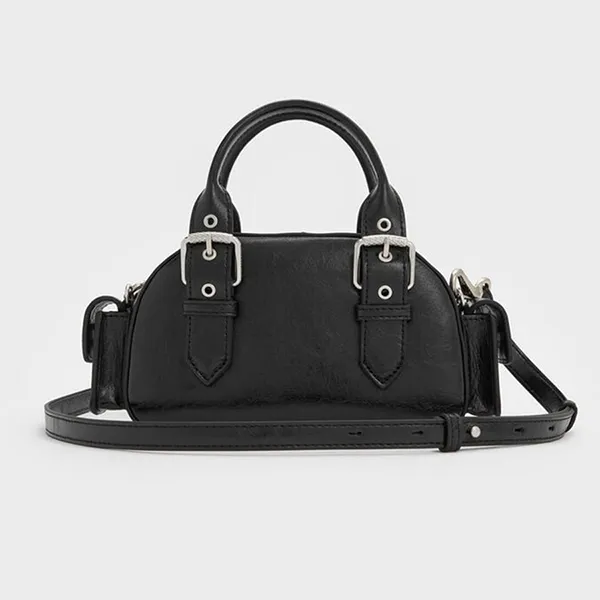 Túi Xách Tay Nữ Charles & Keith CNK Blaise Metallic Buckle Strap Shoulder Bag Noir CK2-30770735 Màu Đen