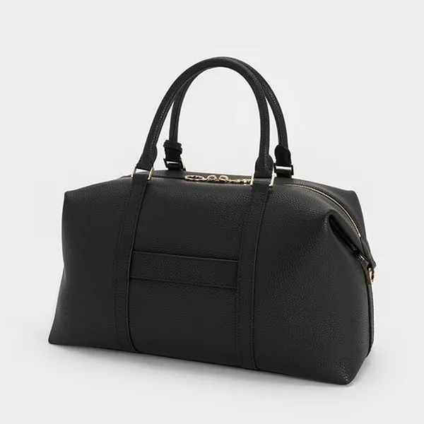 Túi Xách Tay Nữ Charles & Keith CNK Chance Recycled Leather Trapezoid Handbag Black CK2-30151590 Màu Đen