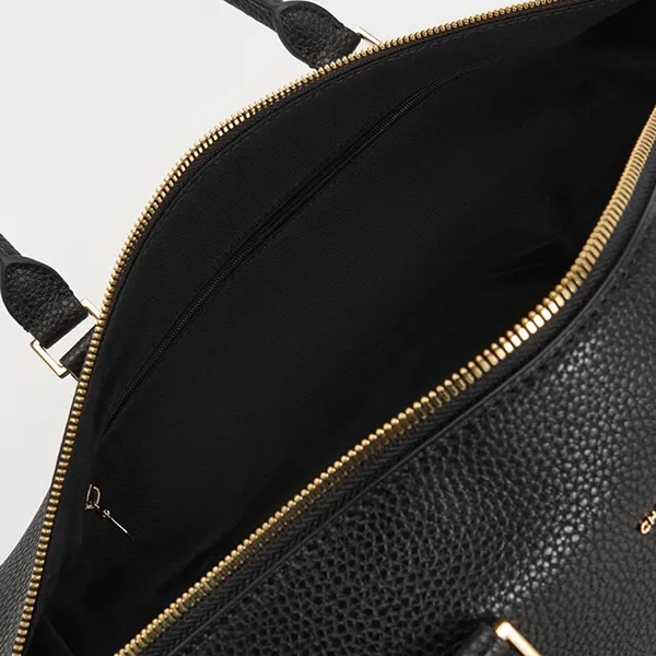 Túi Xách Tay Nữ Charles & Keith CNK Chance Recycled Leather Trapezoid Handbag Black CK2-30151590 Màu Đen