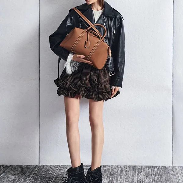 Túi Xách Tay Nữ Charles & Keith CNK Chance Recycled Leather Trapezoid Handbag Chocolate CK2-30151590 Màu Nâu