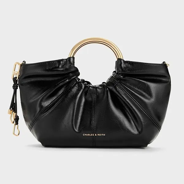 Túi Xách Tay Nữ Charles & Keith CNK Ciara Pleated Handbag Black CK2-30151611 Màu Đen
