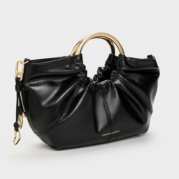Túi Xách Tay Nữ Charles & Keith CNK Ciara Pleated Handbag Black CK2-30151611 Màu Đen