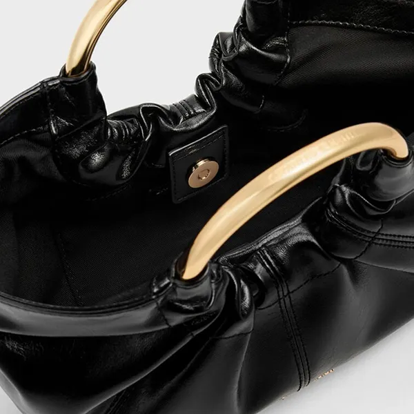 Túi Xách Tay Nữ Charles & Keith CNK Ciara Pleated Handbag Black CK2-30151611 Màu Đen