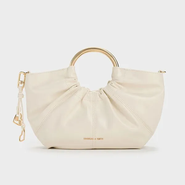 Túi Xách Tay Nữ Charles & Keith CNK Ciara Pleated Handbag Cream CK2-30151611 Màu Kem