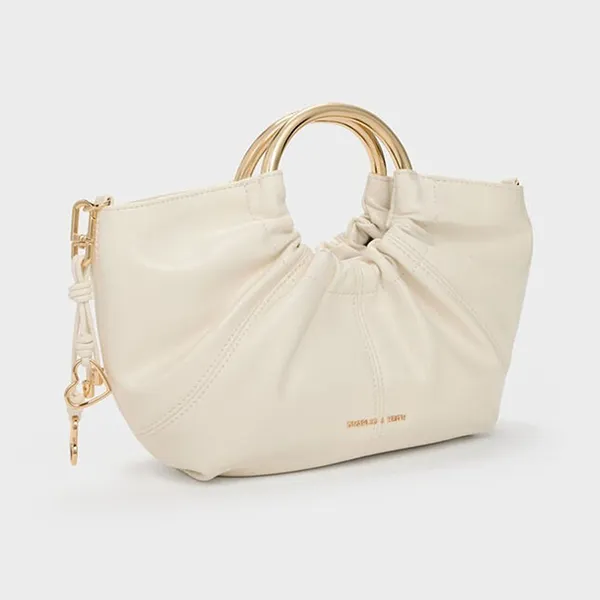 Túi Xách Tay Nữ Charles & Keith CNK Ciara Pleated Handbag Cream CK2-30151611 Màu Kem