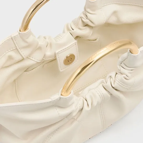 Túi Xách Tay Nữ Charles & Keith CNK Ciara Pleated Handbag Cream CK2-30151611 Màu Kem