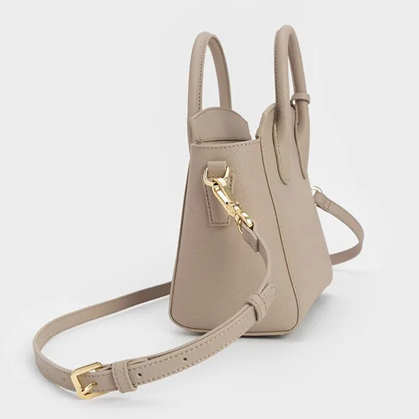 Túi Xách Tay Nữ Charles & Keith CNK Double Handle Trapeze Handbag Gray Brown CK2-30271265 Màu Nâu Xám
