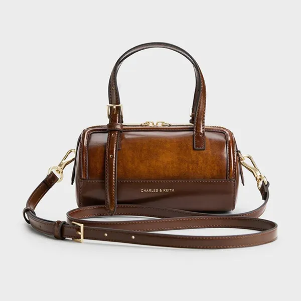 Túi Xách Tay Nữ Charles & Keith CNK Enola Rectangular Handbag Auburn Brown CK2-30671730 Màu Nâu