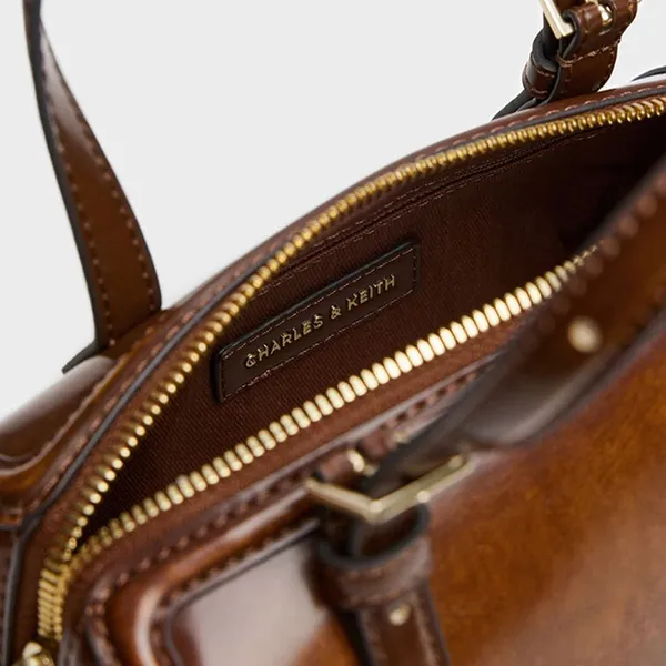 Túi Xách Tay Nữ Charles & Keith CNK Enola Rectangular Handbag Auburn Brown CK2-30671730 Màu Nâu