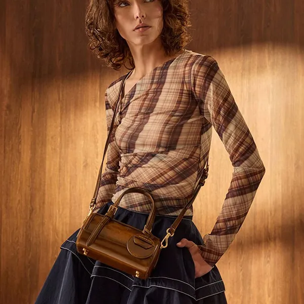 Túi Xách Tay Nữ Charles & Keith CNK Enola Rectangular Handbag Auburn Brown CK2-30671730 Màu Nâu