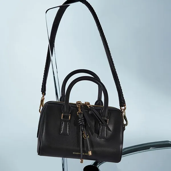 Túi Xách Tay Nữ Charles & Keith CNK Everleigh Bowling Shoulder Bag Black CK2-30671768 Màu Đen