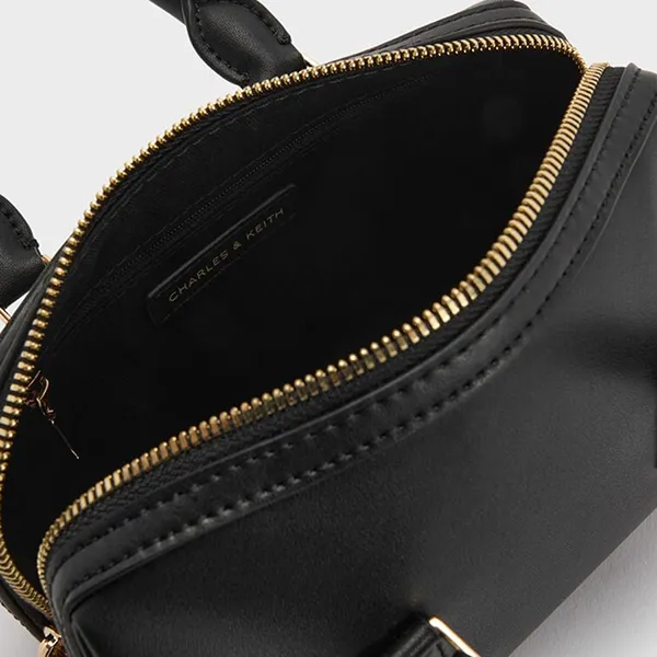 Túi Xách Tay Nữ Charles & Keith CNK Everleigh Bowling Shoulder Bag Black CK2-30671768 Màu Đen